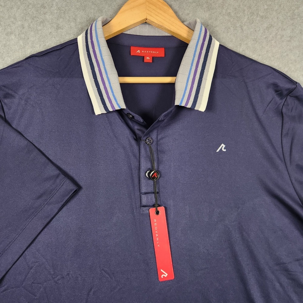 Redvanly Mael Polo XL Navy Blue Performance 4 Way Stretch Golf NEW